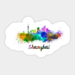 Shanghai skyline in watercolor Sticker